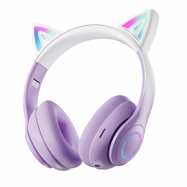 Wired Cute 85dB Headset Kids Children Wireless Bluetooth Headphones Stereo Cat Ear Unicorn Pink Girl Headband Headphone