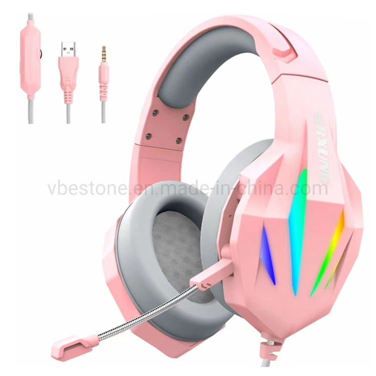 Cute Kids Headphones Safe on-Ear Wired Headphones Gaming Headset with 3.5mm &amp; USB Cable for Child Girls