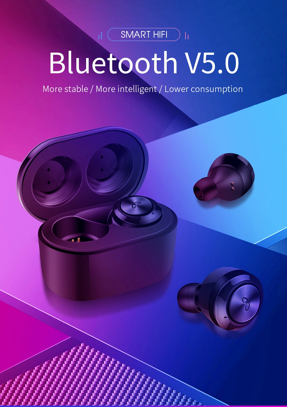 A6 Tws Bt5.0 in-Ear Wireless Earphones, Sports Earbuds Gaming Headphone for All Smart Phone