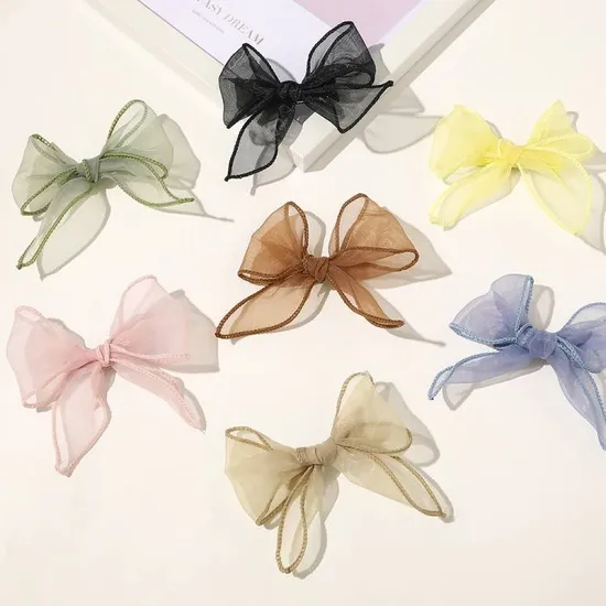 Korean Style Fashion Dream Hazy Mesh Bow Hairpin Top Clip Sen Hair Accessories Women 