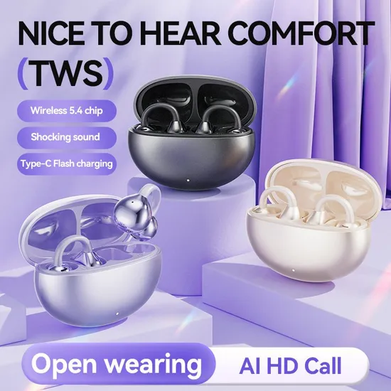 M91 Wireless Earbud Ear Clip Earphones Bluetooth 5.4 Open Ear Sports Tws Headset Dual