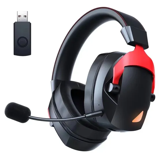Low Latency LED Glowing Gaming Earphones Noise Cancelling Over Ear Headset 2.4G Wireless Stereo Bluetooth Gaming Headphones with Mic 