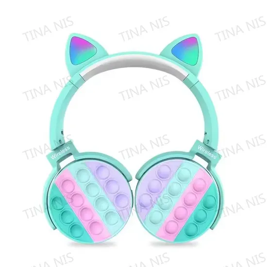Factory Wholesale New Cute Cat Ears Bluetooth Wireless Earphone Bluetooth Headset Foldable Card Colorful Cat Ear Headphone CT
