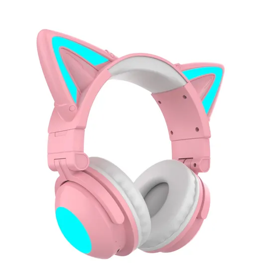 RGB Cat Ear Headphone 3G Wireless Bluetooth Headphone 5.0 Foldable Gaming Headset with 7.1 Surround Sound 